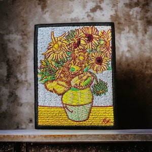 Van Gogh Sunflowers Embroidered Patch, Iron On or Sew On Patch, Floral Art Patch, Wearable Art, Gift for Art Lovers, 4&quot; and 6&quot; sizes