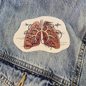 Anatomical Lungs Embroidered Patch – Iron-On Sew-On