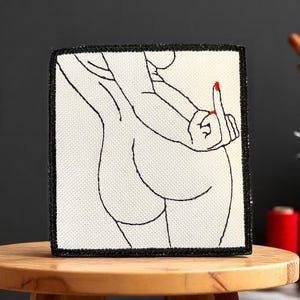 Sexy Lady Middle Finger Embroidered Patch - Iron On - Sew On - Hook Backing