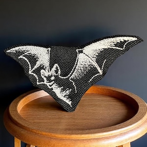 Medium Gothic Bat Embroidered Patch, Iron-On/Sew-On, Variety of Colors, Halloween Accessory, 6.85&quot; x 3.7&quot;