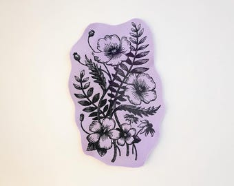Poppies Embroidered Patch Botanical Floral Cottagecore