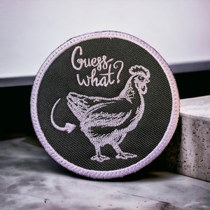 Cluck Yeah! Chicken Lover&#39;s Patch | Iron On Sew On | Hook Backing | Customizable for Jackets, Bags, Backpacks | Guess What Chicken Butt