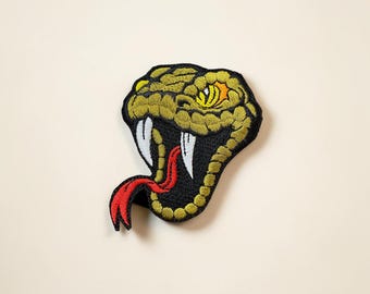 Snake Head Embroidered Patch Reptile Nature Design