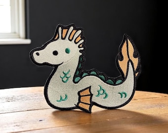 Kawaii Loch Ness Monster Patch: Embroidered Sea Serpent Applique