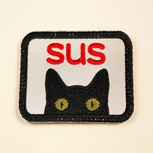 SUS Cat Embroidered Patch Funny Meme Cat