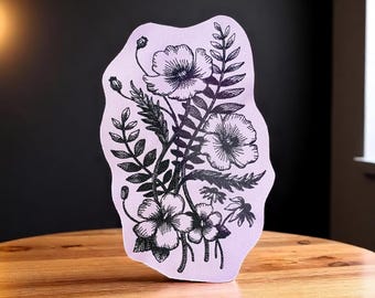 Broderad vallmolapp - Stryk-på/Sy-på blomapplikation