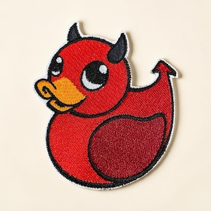 Geborduurde patch duivelse eend: accessoire voor gotische humor (2,76 x 3,15 inch)