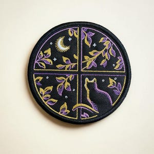 Mystical Cat Moon Embroidered Patch Celestial
