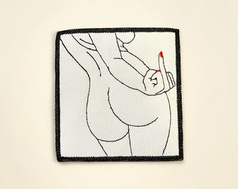 Sexy Lady Middle Finger Embroidered Patch Bold