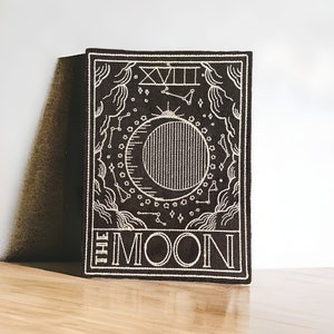 Moon Tarot Card Patch – Embroidered Iron On, Sew On, or Hook