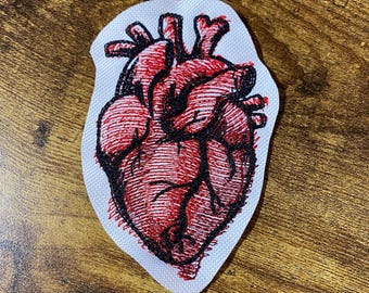 Målad anatomisk hjärtbroderad lapp, stryk på/sy på