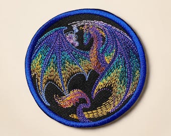 Dragon In Flight Embroidered Patch Fantasy Badge