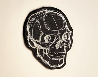 Sketch Skull Embroidered Patch Minimalist Gothic