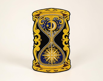 Day to Night Hourglass Embroidered Patch Celestial Moon