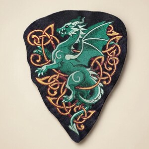 Celtic Dragon Embroidered Patch Knotwork Heraldic
