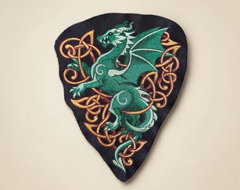 Celtic Dragon Embroidered Patch Knotwork Heraldic