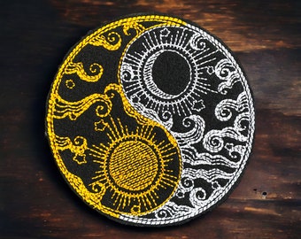 Kosmisk Yin Yang-lapp, broderad himmelsk applikation