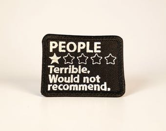 People 1 Star Review Embroidered Patch Funny Sarcastic