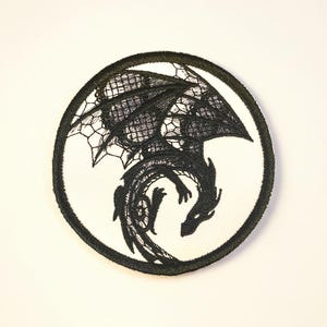 Dark Dragon Embroidered Patch Gothic Fantasy Medieval