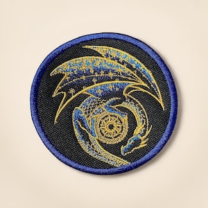 Sun Moon Dragon Embroidered Patch Celestial