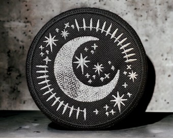 Zarte Celestial Moon Patch - Aufnäher zum Aufbügeln, Aufnähen, Haken auf der Rückseite