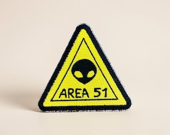 Area 51 Embroidered Patch Alien Warning UFO Badge