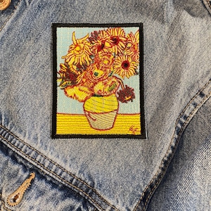 Van Gogh Sunflowers Embroidered Patch, Floral Art, Iron On or Sew On