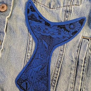 Whale Tail Embroidered Patch – Ocean Themed Iron On/Sew On