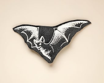 Gothic Bat Embroidered Patch – Halloween Spooky Iron-On Sew-On Apparel