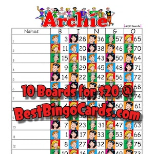 Bingo Boards 1-15 Lines - Straight, Mixed, 75 Ball (BBC-ARCYGC)