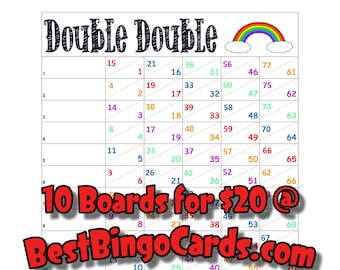 Bingo Boards 1-15 Line Double - Double Rainbow - Mixed, 75 Ball