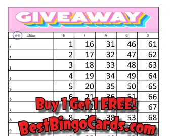 Bingo Boards 1-15 Lines - Giveaway - Straight, Mixed 75 Ball