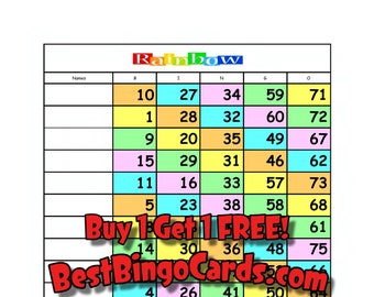 Bingo Boards 1-15 Lines - Rainbow - Straight, Mixed, 75 Ball