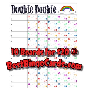 Bingo Boards 1-15 Line Double - Double Rainbow - Mixed, 75 Ball