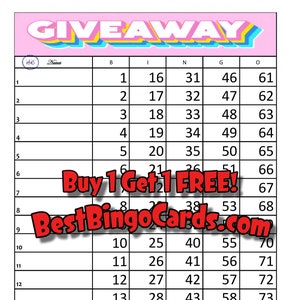 Bingo Boards 1-15 Lines - Giveaway - Straight, Mixed 75 Ball