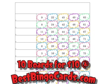 Bingo Boards 1-15 lines - Cloud Box - Straight, Mixed, 75 Ball