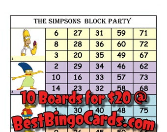 Bingo Boards 1-5 Players Block - Straight, Mixed, 75 Ball (BBC-SIM1PG)