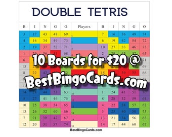 Bingo Boards 1-15 Lines - Double Tetris - Mixed, 75 Ball