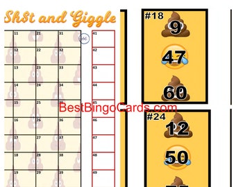 Bingo Boards 1-25 Player Holds - Sh1ts & Giggles - Mixed, 75 Ball