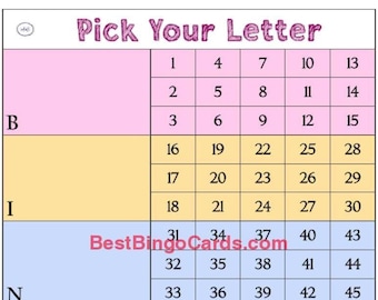 Bingo Boards 1-5 Player Block - Pick Your Letter - Straight, 75 Ball