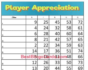Bingo Boards 1-15 Lines - Player Appreciation - Straight, Mixed, 75 Ball