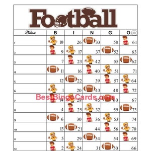 Bingo Boards 1-15 Lines - Football - Straight, Mixed, 75 Ball