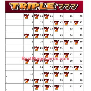 Bingo Boards 1-15 Lines - Triple 7 - Straight, Mixed, 90 Ball