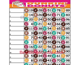 Bingo Boards 1-20 Lines - Donut - Straight, Mixed, 100 Ball