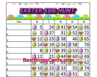 Bingo Boards 1-15 Lines - Easter Egg Hunt - Straight, Mixed, 75 Ball