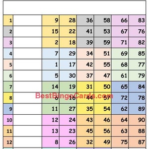 Bingo Boards 1-15 Player Block - Straight, Mixed 90 Ball