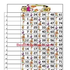 Bingo Boards 1-15 Lines Straight, Mixed, 75 Ball (BBC-FLIMRC)