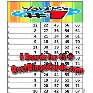 Bingo Boards 1-15 Lines - You&#39;re Number One - Straight, Mixed, 75 Ball