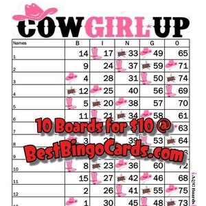 Bingo Boards 1-15 Line Houdini - Cowgirl Up - Straight, Mixed, 75 Ball