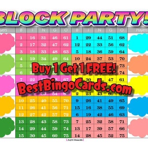 Planches de bingo pour 1-10 joueurs - Block Party - Mixte, 75 boules